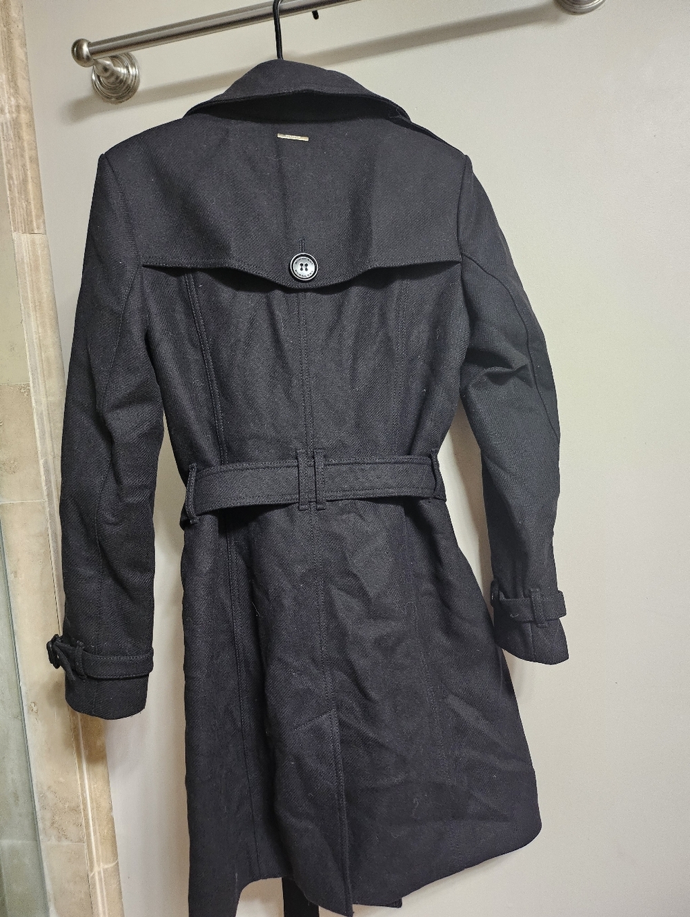 Burberry Women’s  Black Long Trench Coat Belted Button Check Pattern - Picture 2 of 12